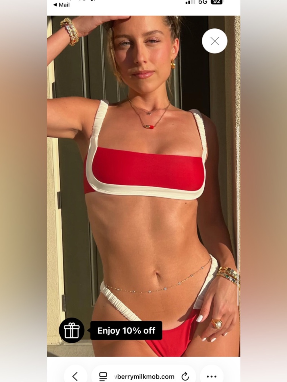 Strawberry Milk Mob Red and White Bikini Top